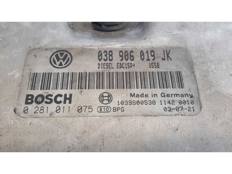 Recambio de centralita motor uce para volkswagen polo (9n1) 1.9 tdi referencia OEM IAM 0281011075 EDC15P+ 038906019JK