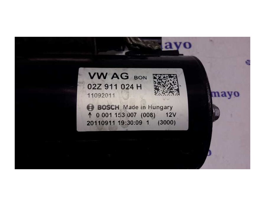Recambio de motor arranque para volkswagen golf vi (5k1) 1.6 tdi dpf referencia OEM IAM 02Z911024H  0001153007