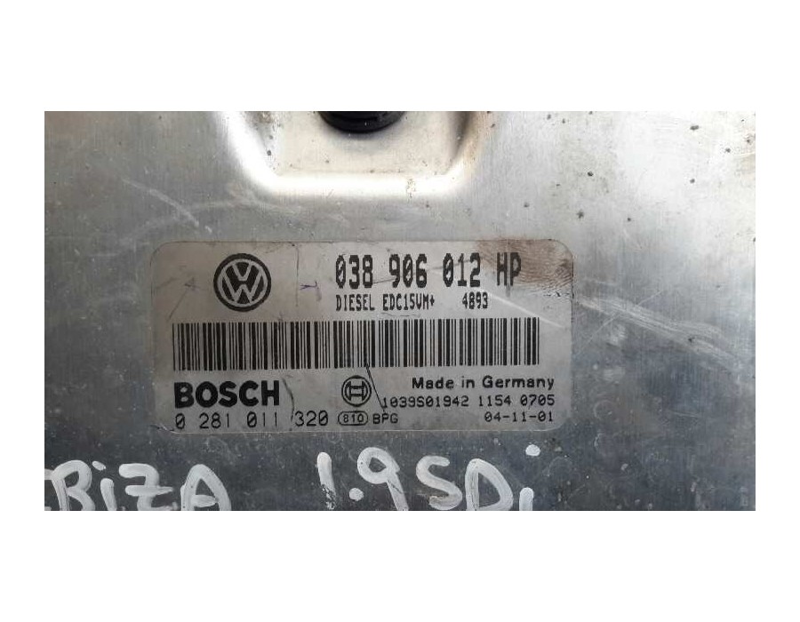 Recambio de centralita motor uce para seat ibiza (6l1) 1.9 sdi referencia OEM IAM 0281011320 ED15CVM+ 038906012HP