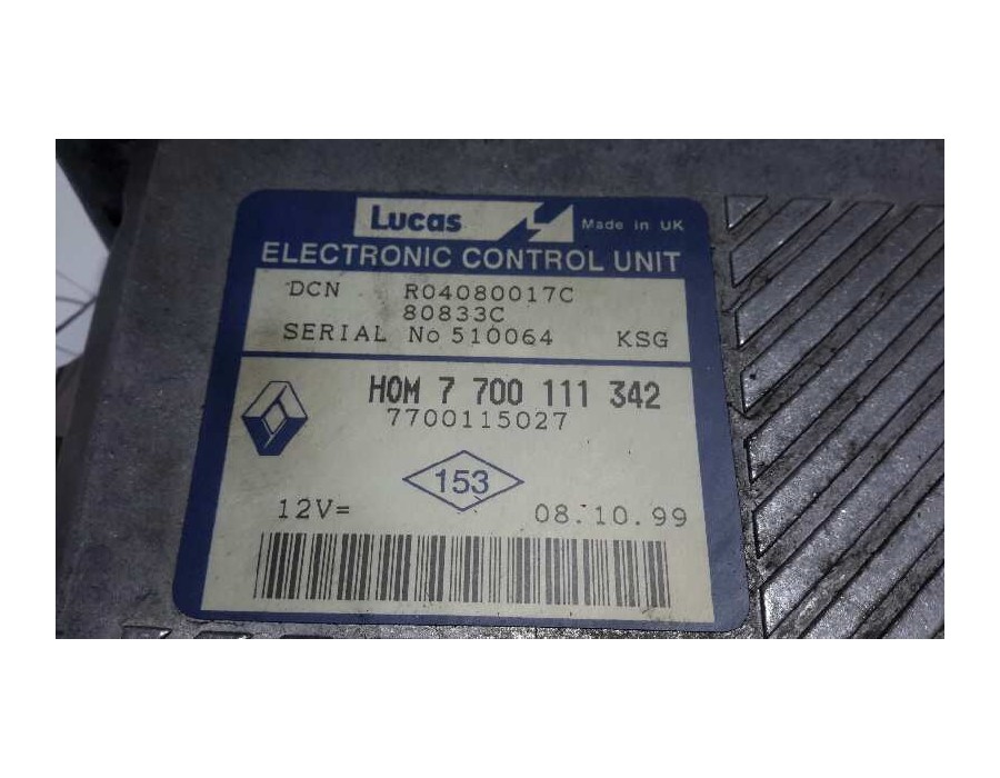 Recambio de centralita motor uce para renault scenic (ja..) 1.9 diesel referencia OEM IAM HOM7700111342 7700115027 R04080017C