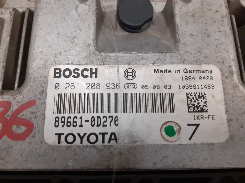Recambio de centralita motor uce para toyota yaris (ksp9/scp9/nlp9) referencia OEM IAM 0261208936 1039S11463 896610D270