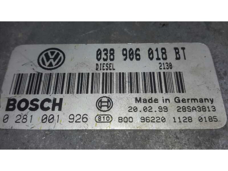 Recambio de centralita motor uce para seat toledo (1m2) 1.9 tdi referencia OEM IAM 0281001926 28SA3813 038906018BT