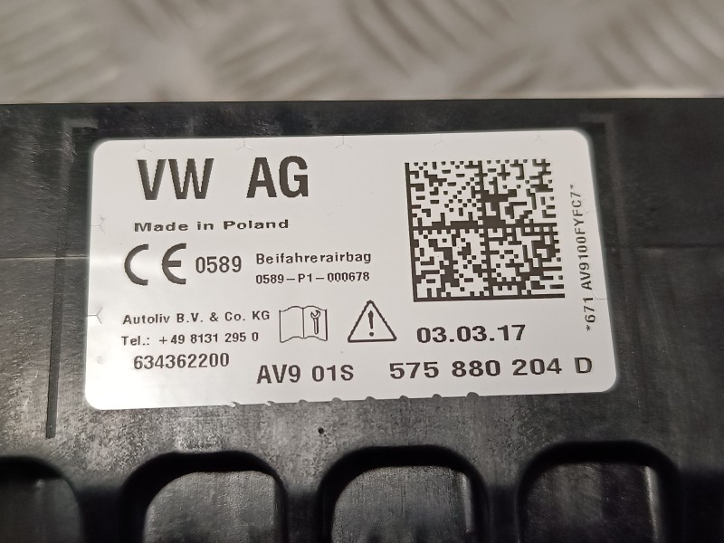 Recambio de airbag delantero derecho para seat ateca (kh7) 1.6 tdi referencia OEM IAM 575880204D  0589P1000678