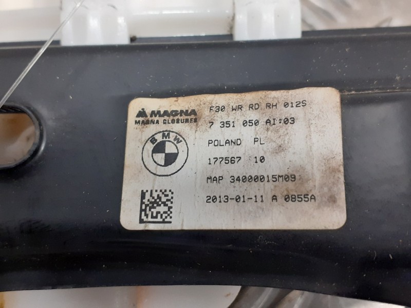 Recambio de elevalunas trasero derecho para bmw serie 3 touring (f31) 2.0 turbodiesel referencia OEM IAM 7351050AI  17756710