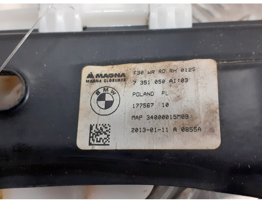 Recambio de elevalunas trasero derecho para bmw serie 3 touring (f31) 2.0 turbodiesel referencia OEM IAM 7351050AI  17756710