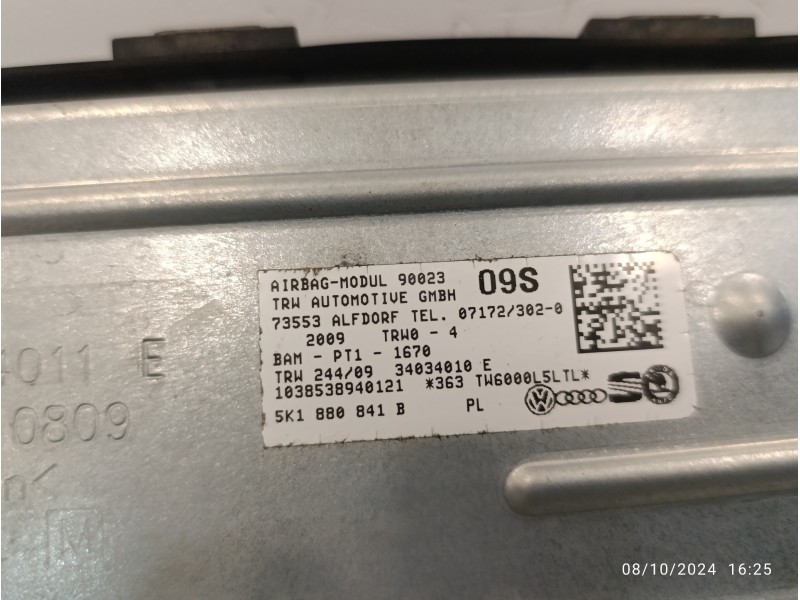 Recambio de airbag delantero derecho para volkswagen golf vi (5k1) 1.6 tdi dpf referencia OEM IAM  071723020 34034010E