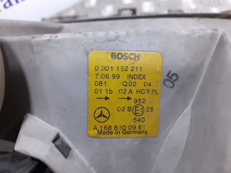 Recambio de faro izquierdo para mercedes-benz clase a (w168) 1.9 cat referencia OEM IAM 0301152211  A1688200961