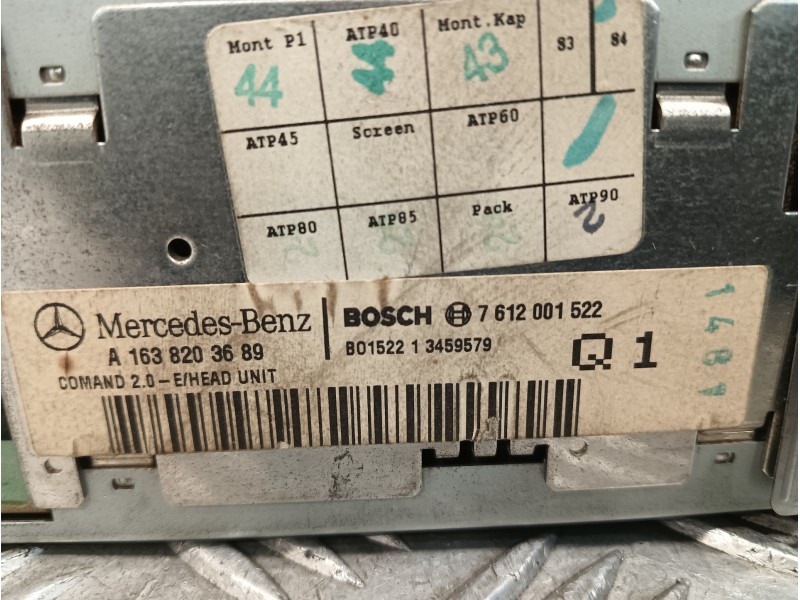 Recambio de sistema audio / radio cd para mercedes-benz clase m (w163) referencia OEM IAM A1638203689 8618001400 7612001522