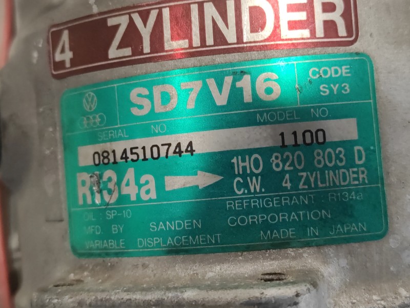 Recambio de compresor aire acondicionado para seat ibiza (6k) 1.9 tdi referencia OEM IAM 1H0820803D R134A SD7V161100