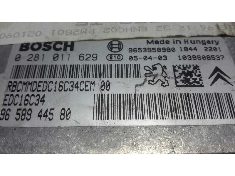 Recambio de centralita motor uce para peugeot 307 break / sw (s1) 1.6 hdi referencia OEM IAM 0281011629 EDC16C34 9658944580