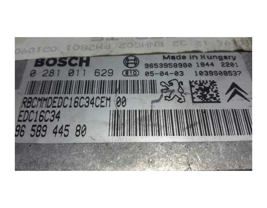 Recambio de centralita motor uce para peugeot 307 break / sw (s1) 1.6 hdi referencia OEM IAM 0281011629 EDC16C34 9658944580