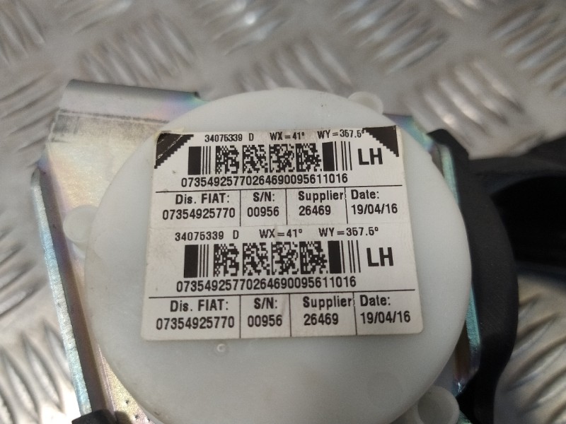 Recambio de cinturon seguridad trasero izquierdo para fiat 500 (312) 595 turbo referencia OEM IAM 07354925770  34075339