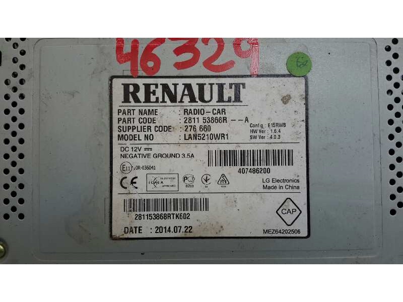 Recambio de sistema navegacion gps para renault clio iv 1.5 dci diesel fap referencia OEM IAM 281153868R  281153868RA