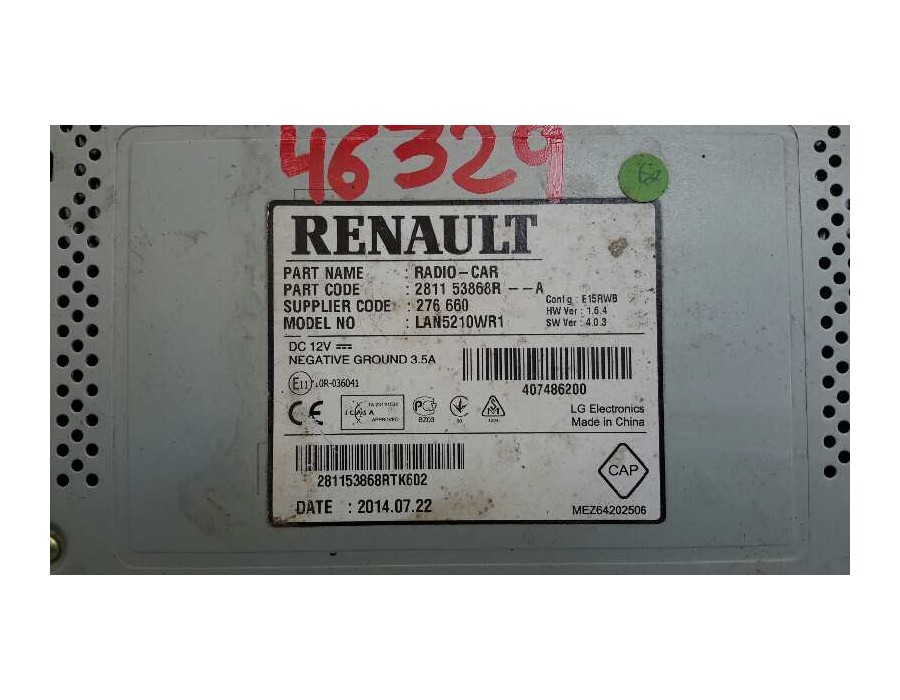 Recambio de sistema navegacion gps para renault clio iv 1.5 dci diesel fap referencia OEM IAM 281153868R  281153868RA