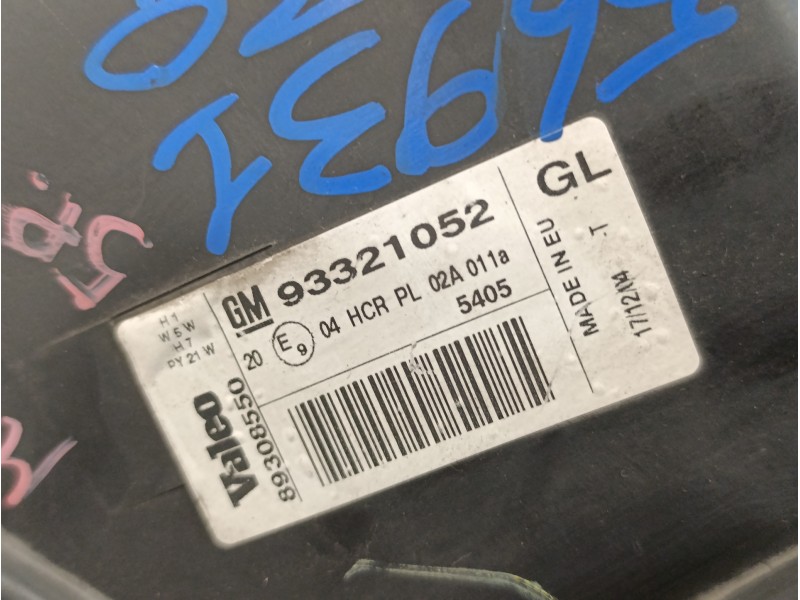 Recambio de faro izquierdo para opel meriva 1.7 16v cdti referencia OEM IAM 93321052  89308550