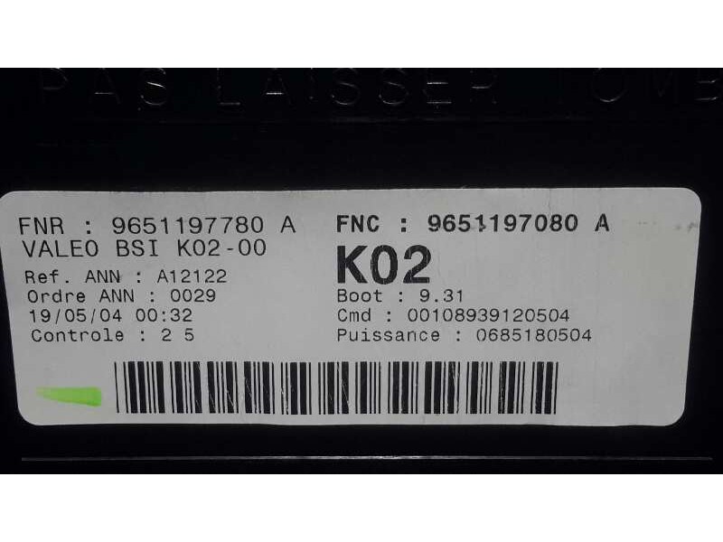 Recambio de caja reles / fusibles para peugeot 307 (s1) 2.0 hdi cat referencia OEM IAM 9651197080  