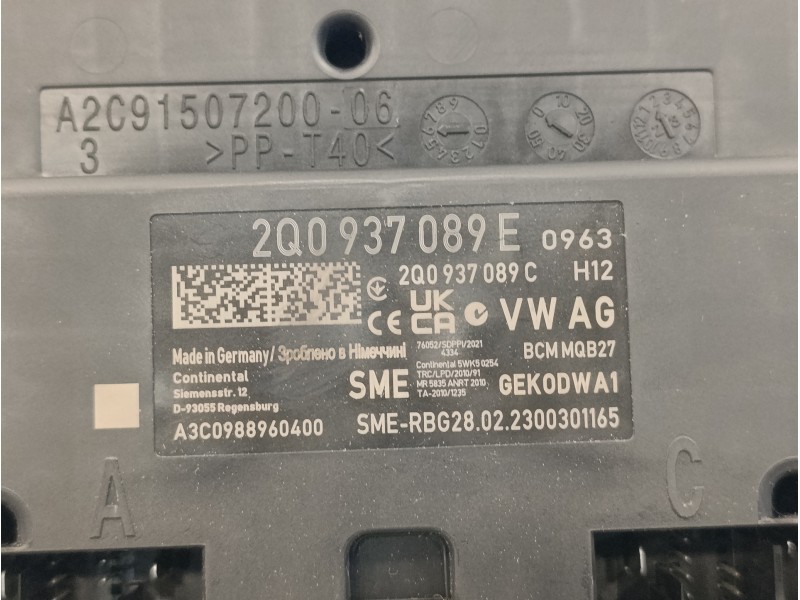 Recambio de modulo electronico para volkswagen polo 1.0 tsi referencia OEM IAM 2Q0937089E A3C0988960400 2Q0937089C
