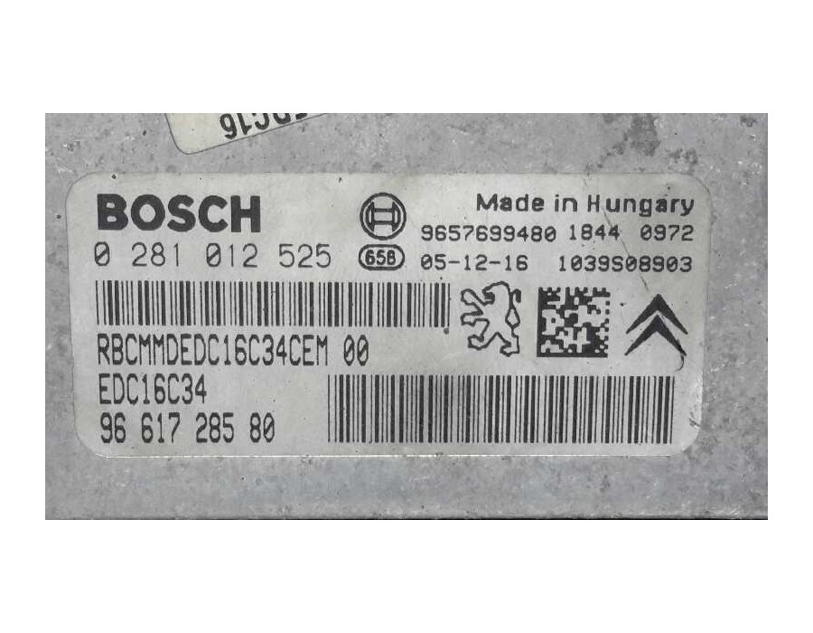 Recambio de centralita motor uce para peugeot 206 4-trg. 1.4 referencia OEM IAM 0281012525 EDC16C34 9661728580