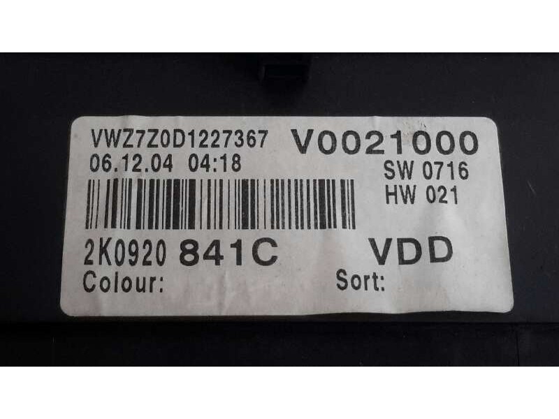 Recambio de cuadro instrumentos para volkswagen caddy ka/kb (2k) 2.0 sdi referencia OEM IAM 2K0920841C  110080237019