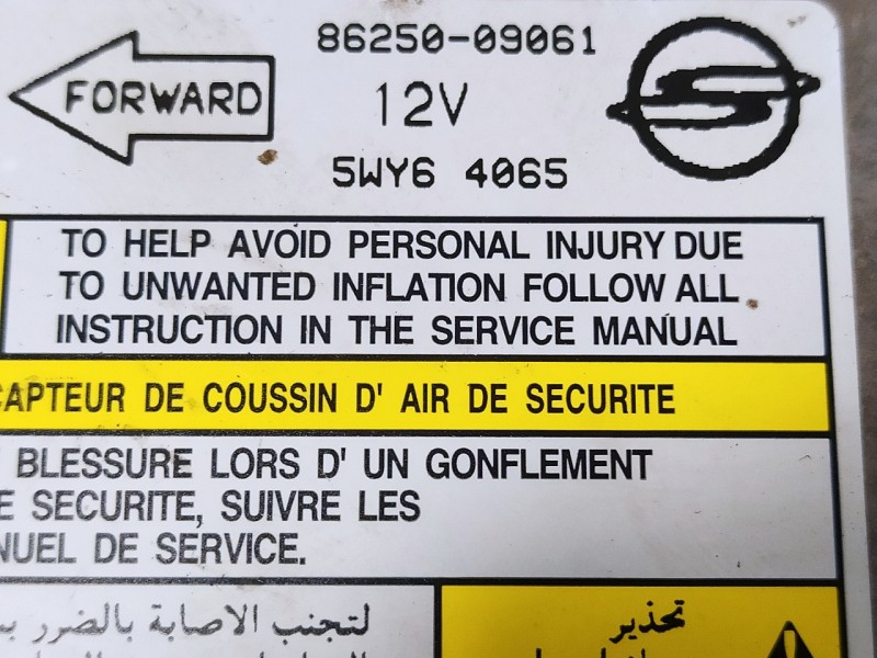 Recambio de centralita airbag para ssangyong kyron 2.0 referencia OEM IAM 8625009061  5WY64065