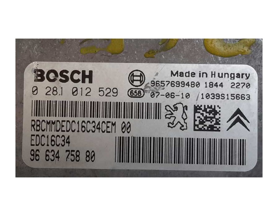 Recambio de centralita motor uce para citroën c3 1.4 hdi referencia OEM IAM 0281012529 EDC16C34 9663475880