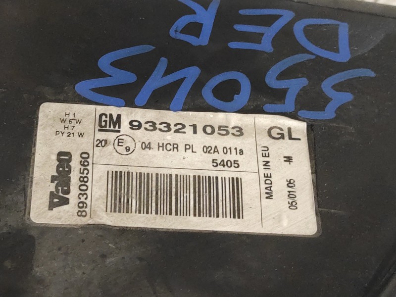Recambio de faro derecho para opel meriva 1.7 16v cdti referencia OEM IAM 93321052  