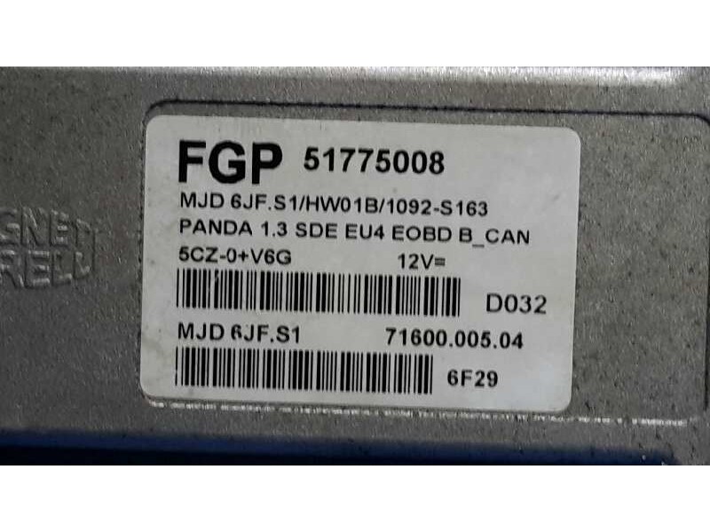 Recambio de centralita motor uce para fiat panda (169) 1.3 jtd cat referencia OEM IAM 51775008  7160000504