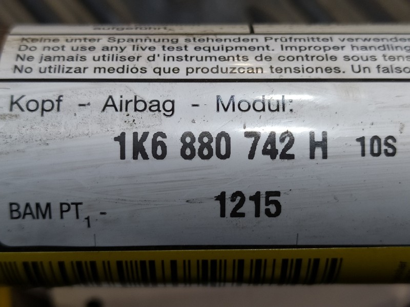 Recambio de airbag cortina delantero derecho para volkswagen golf v berlina (1k1) referencia OEM IAM 1K6880742H  