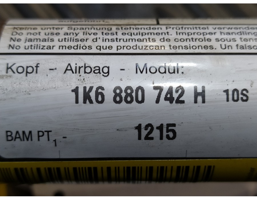 Recambio de airbag cortina delantero derecho para volkswagen golf v berlina (1k1) referencia OEM IAM 1K6880742H  