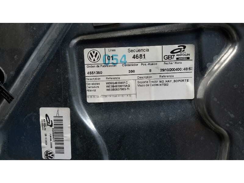 Recambio de elevalunas trasero izquierdo para volkswagen polo (9n1) 1.4 16v referencia OEM IAM W06Q4839401C  