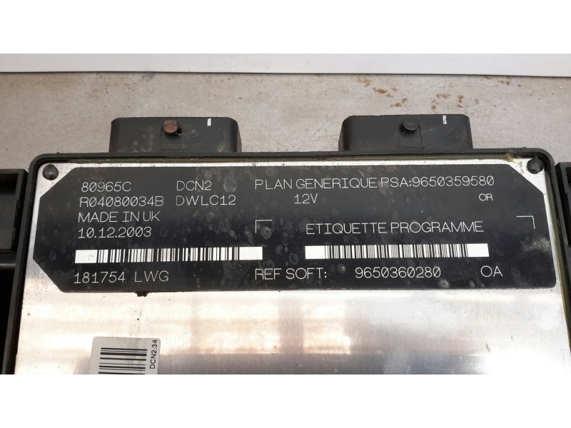 Recambio de centralita motor uce para peugeot partner (s2) 1.9 diesel referencia OEM IAM 9650360280 9650359580 R04080034B