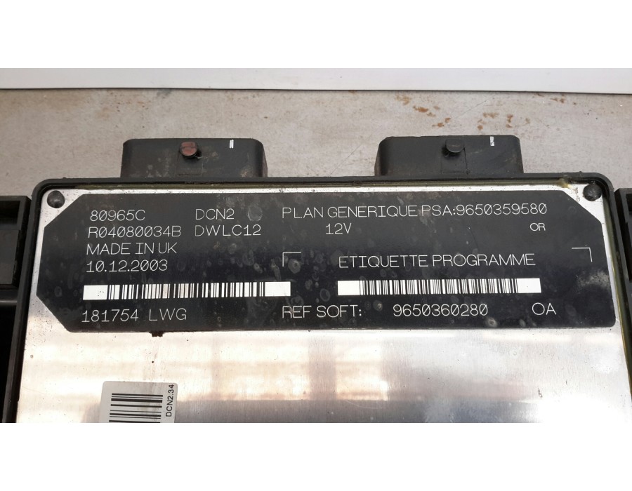 Recambio de centralita motor uce para peugeot partner (s2) 1.9 diesel referencia OEM IAM 9650360280 9650359580 R04080034B