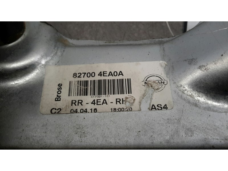 Recambio de elevalunas trasero derecho para nissan qashqai (j11) 1.6 dci turbodiesel cat referencia OEM IAM 827004EA0A  