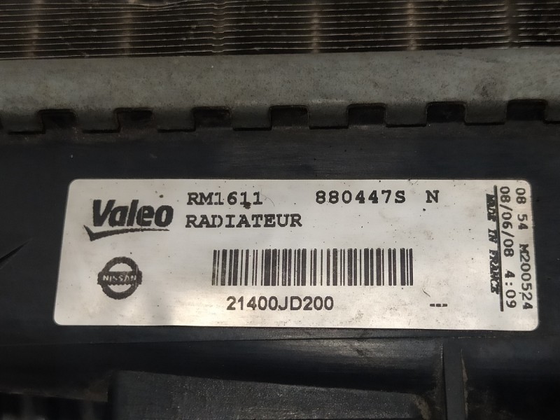 Recambio de radiador agua para nissan qashqai (j10) 2.0 16v cat referencia OEM IAM 880447S  21400JD200