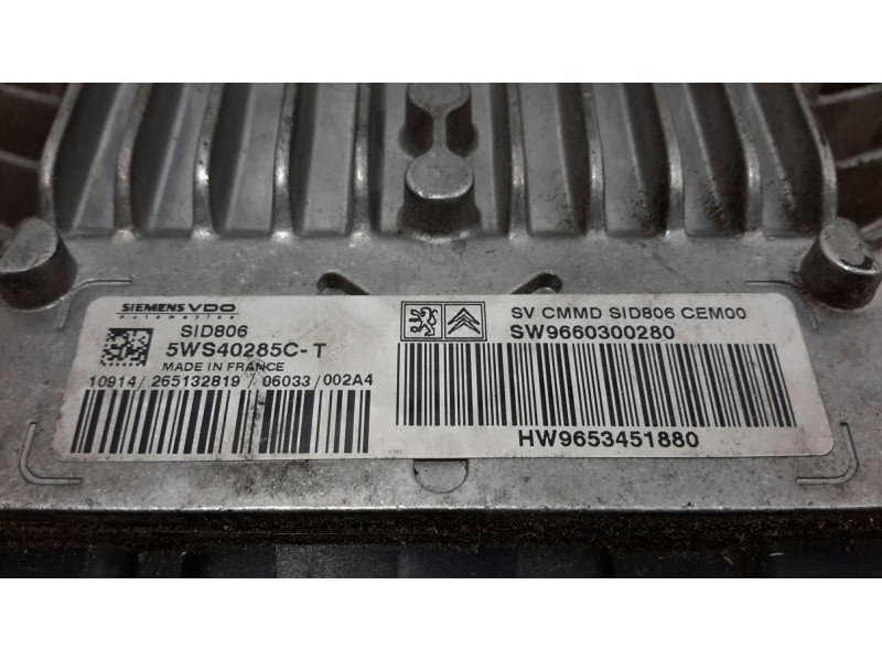 Recambio de centralita motor uce para citroën c3 1.4 e-hdi fap referencia OEM IAM 5WS40285CT 9660300280 9653451880