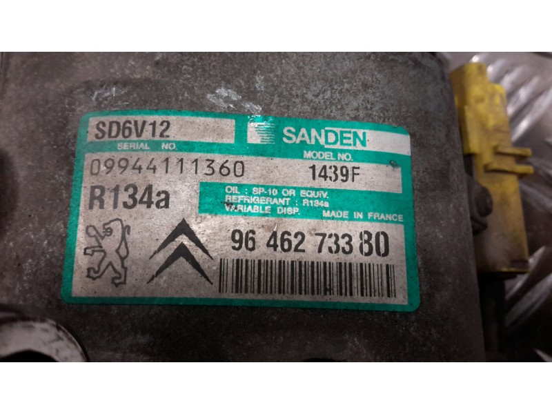 Recambio de compresor aire acondicionado para citroën c3 1.4 hdi referencia OEM IAM SD6V121439F  9646273380