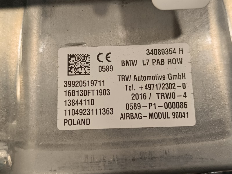 Recambio de airbag delantero derecho para bmw serie 1 lim f21 ac referencia OEM IAM  13844110 39920519711