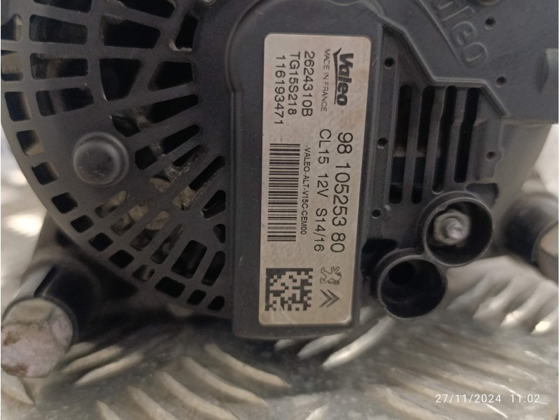 Recambio de alternador para peugeot 208 referencia OEM IAM 9810525380 TG15S218 2624310B