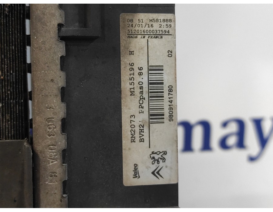 Recambio de radiador agua para peugeot 308 1.6 blue-hdi fap referencia OEM IAM 9809141780 RM2073 M155196H