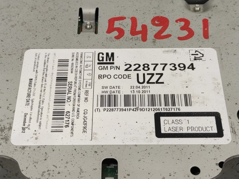 Recambio de sistema audio / radio cd para opel meriva b 1.7 16v cdti referencia OEM IAM 22877394  