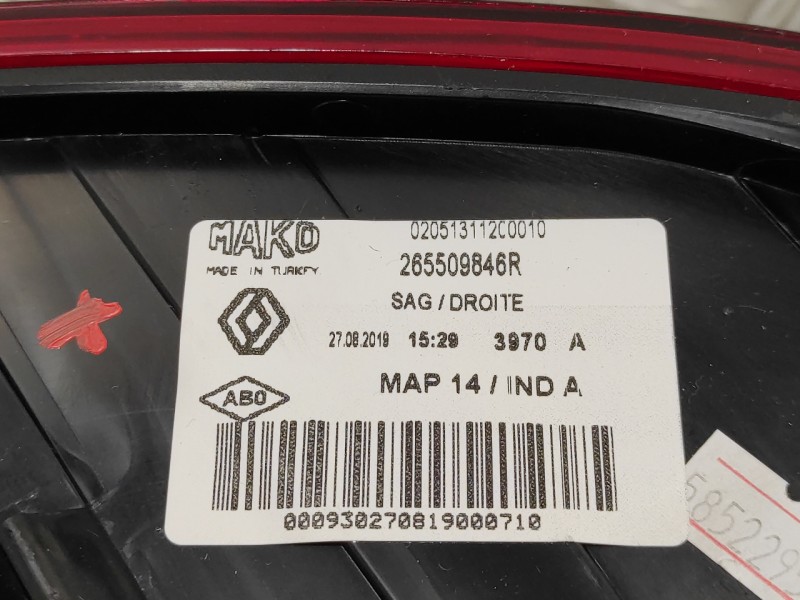 Recambio de piloto trasero derecho para renault clio iv 0.9 energy referencia OEM IAM 265509846R  