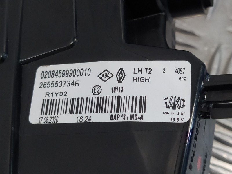 Recambio de piloto trasero izquierdo interior para renault captur ii 1.3 tce referencia OEM IAM 265553734R  02084599900010