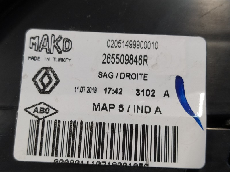 Recambio de piloto trasero derecho para renault clio iv 1.2 cat (bivalent. gasolina / gpl) referencia OEM IAM 265509846R  