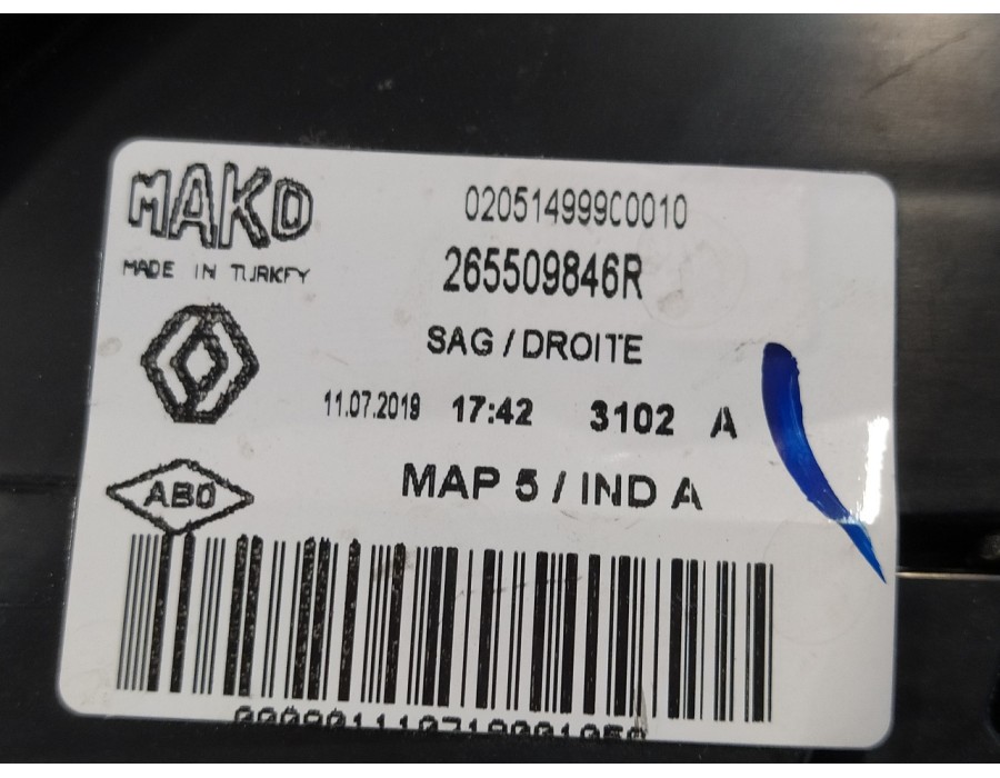 Recambio de piloto trasero derecho para renault clio iv 1.2 cat (bivalent. gasolina / gpl) referencia OEM IAM 265509846R  
