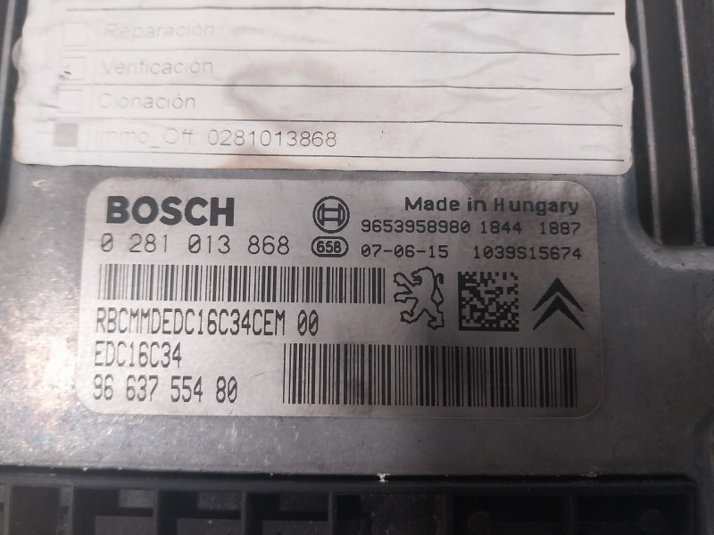 Recambio de centralita motor uce para peugeot 207 207 active hd referencia OEM IAM 0281013868  