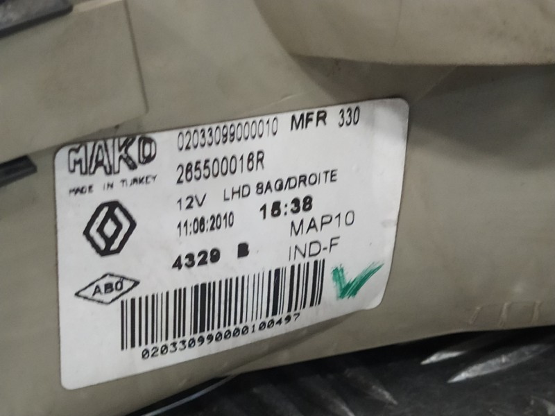 Recambio de piloto trasero derecho para renault fluence 1.5 dci diesel fap referencia OEM IAM 265500016R  