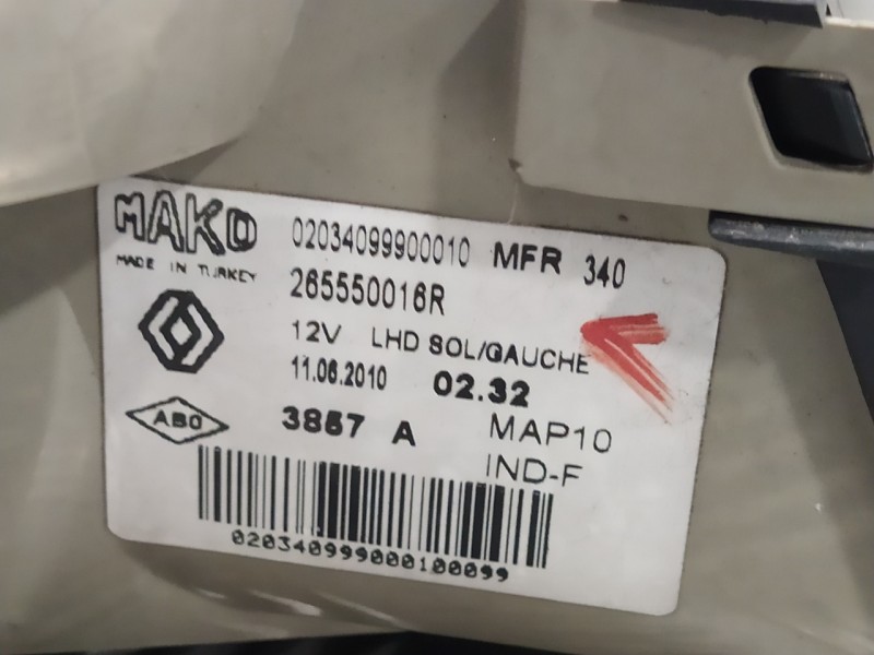 Recambio de piloto trasero izquierdo para renault fluence 1.5 dci diesel fap referencia OEM IAM 265550016R  