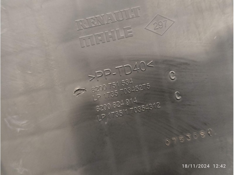 Recambio de carcasa filtro aire para opel movano b kasten/combi referencia OEM IAM 8200751534  8200824914