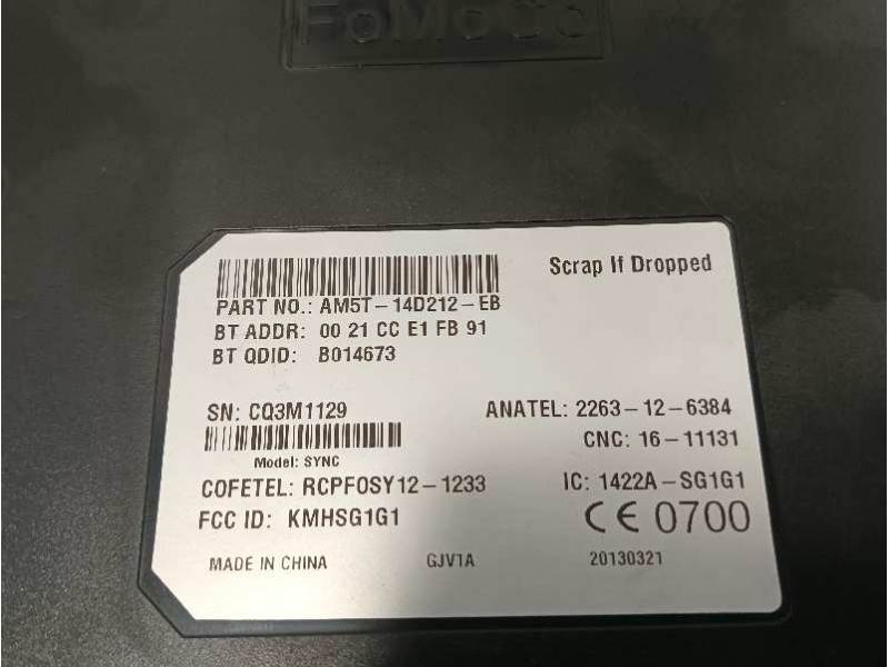 Recambio de modulo electronico para ford fiesta (ccn) referencia OEM IAM AM5T14D212EB  2263126384