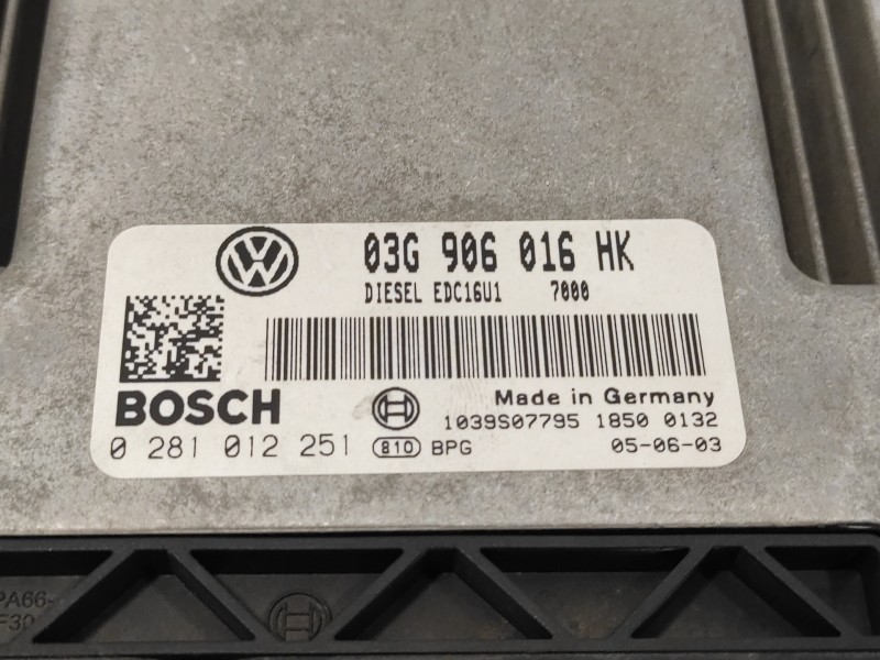 Recambio de centralita motor uce para volkswagen touran (1t1) 2.0 tdi referencia OEM IAM 0281012251 EDC16U1 0281012251